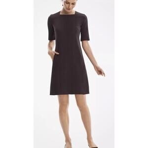 MM Lafleur Emily Dress Womens 12 Brown A Line Pockets Minimalist Career